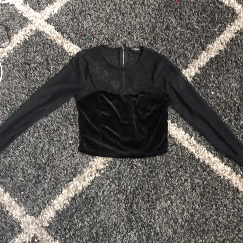 Express Mesh Velvet Crop Top